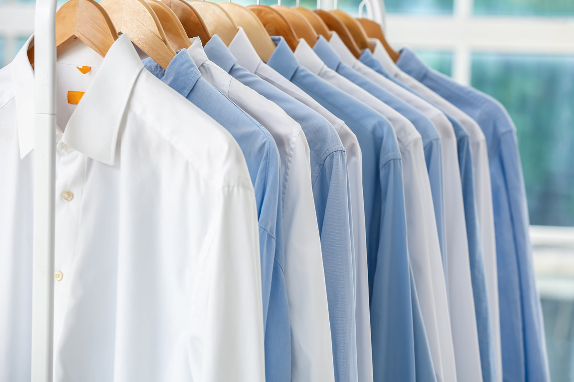 Rack with Clean Shirts after Dry-Cleaning