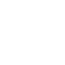 White outline illustration of a zipper on a light gray background.
